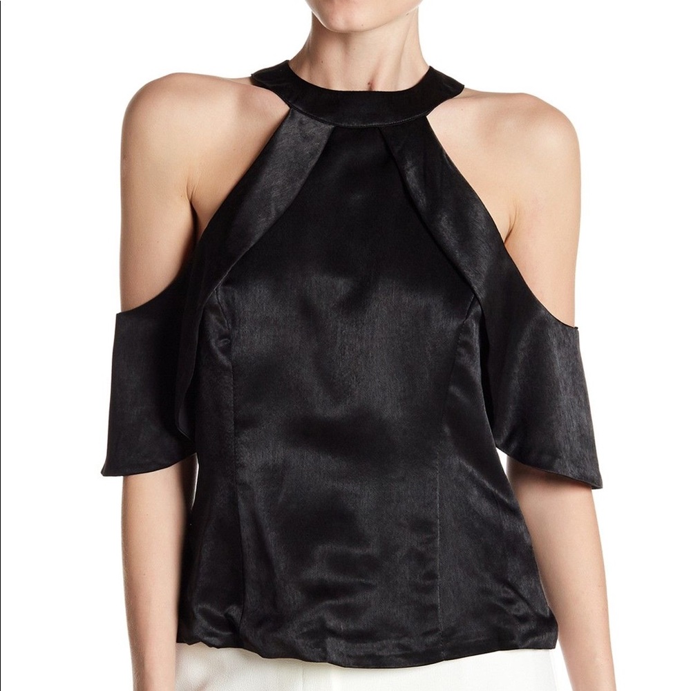 Nanette Lepore Satin Cold Shoulder Blouse, S